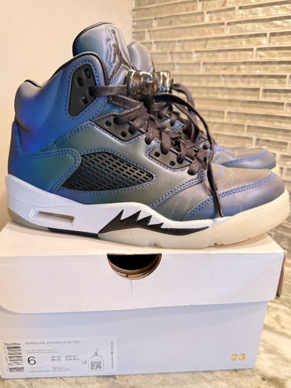 Jordan 5 Retro Iridescent Navy Womens Size 6
